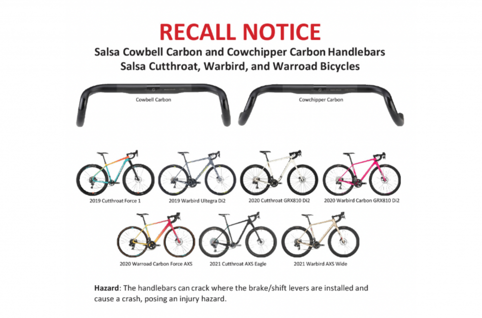 Salsa issues stop ride on carbon handlebars due to safety risk